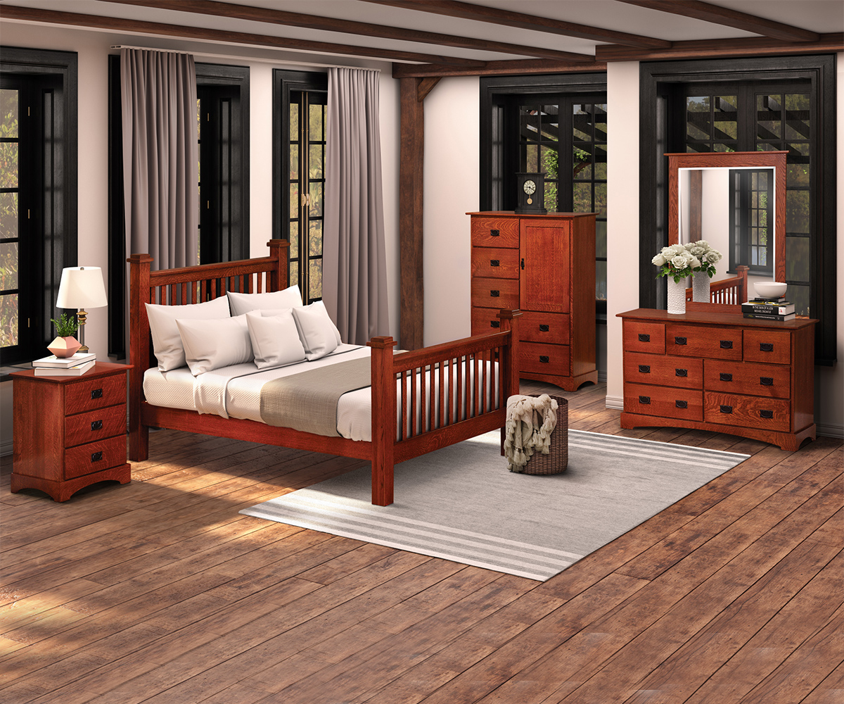 Old English Mission Slat Bed - Image 2